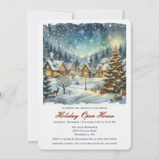 Winter Wonderland Kerst Open Huis Kaart (Voorkant)