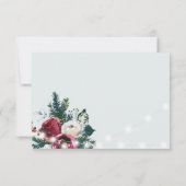 Winter wonderland Kerst rode bloemen bruiloft RSVP Kaartje (Achterkant)