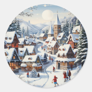 Winter Wonderland Kerst Scène Sticker