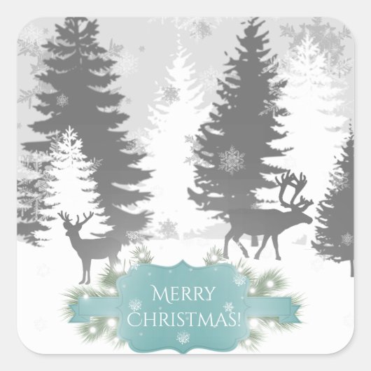 Winter Wonderland Kerst sticker - Blauwgroen (Voorkant)