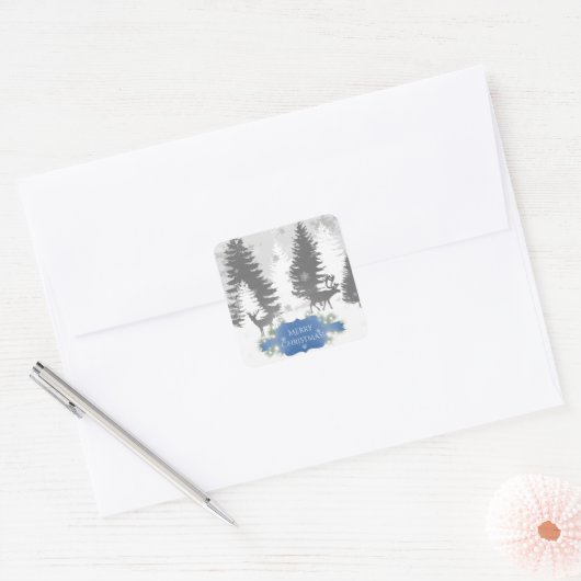 Winter Wonderland Kerst sticker - Blue (Envelop)