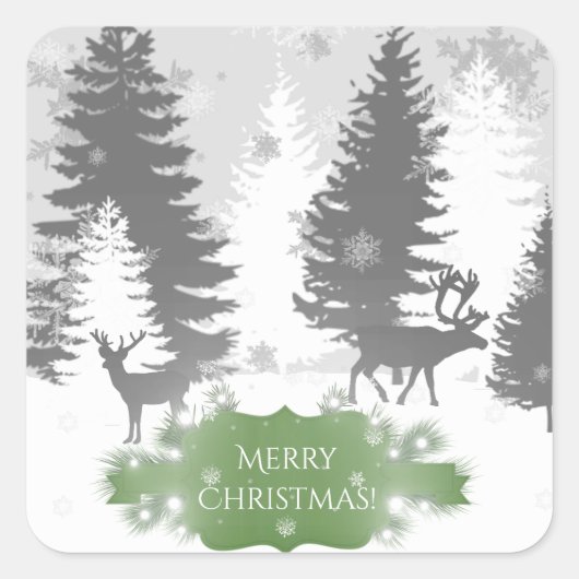 Winter Wonderland Kerst sticker - Groen (Voorkant)