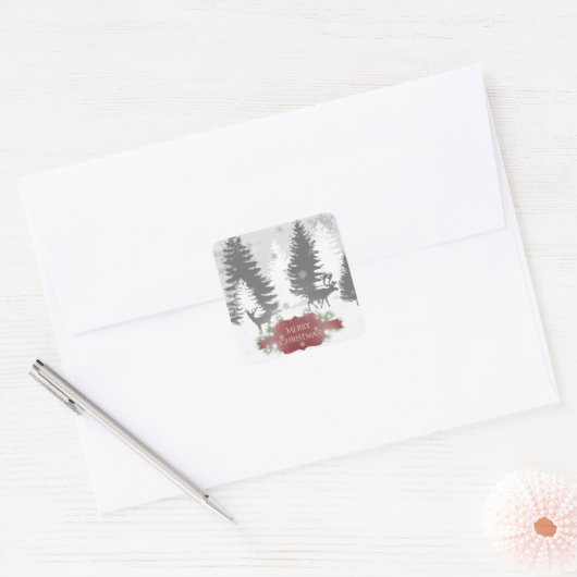 Winter Wonderland Kerst sticker - Rood (Envelop)