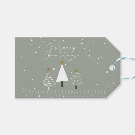 Winter Wonderland kerstbomen Cadeaulabel (Voorkant (Horizontaal))