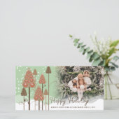 Winter Wonderland kerstbomen en sneeuwfoto's Feestdagenkaart (Staand voorkant)