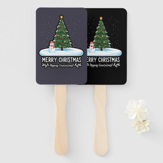 Winter Wonderland: kerstbomen, sneeuwpoppen & Rei Handwaaier (Voorkant en achterkant)