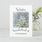 Winter Wonderland kerstboom Feestdagenkaart (Staand voorkant)