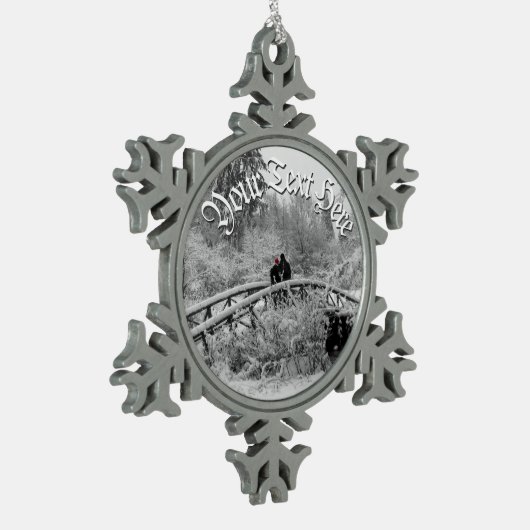 Winter Wonderland kerstdecoraties Gepersonaliseerd Tin Sneeuwvlok Ornament (Links)