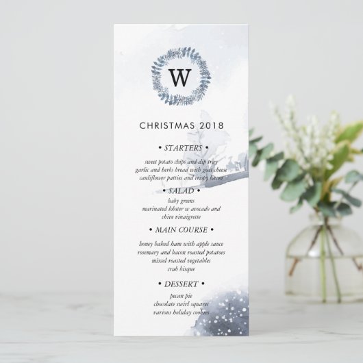 Winter Wonderland Kerstdiner Uitnodiging (Staand voorkant)