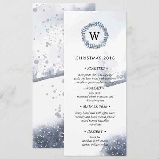 Winter Wonderland Kerstdiner Uitnodiging (Voorkant / Achterkant)