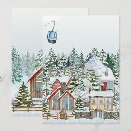 Winter wonderland kerstdorp feestdagenkaart (Voorkant / Achterkant)