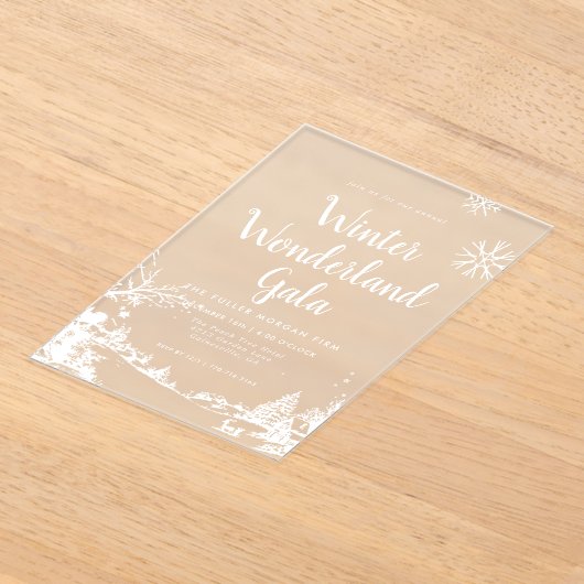 Winter Wonderland Kerstfeest Acryl Uitnodigingen (Laagn)