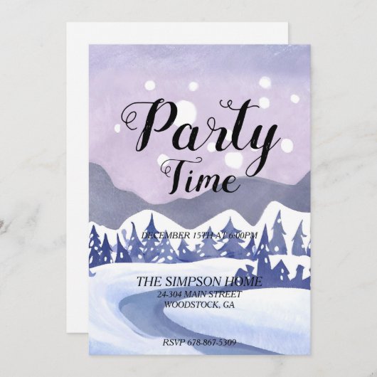 Winter Wonderland Kerstfeest uitnodiging (Voorkant / Achterkant)