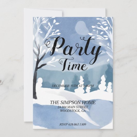 Winter Wonderland Kerstfeest uitnodiging (Voorkant)