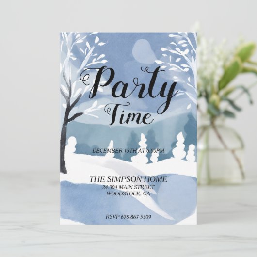 Winter Wonderland Kerstfeest uitnodiging (Staand voorkant)