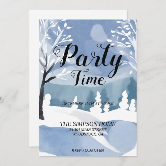 Winter Wonderland Kerstfeest uitnodiging (Voorkant / Achterkant)