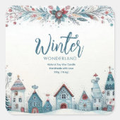 Winter Wonderland Kerstkaarslabel Vierkante Sticker (Voorkant)