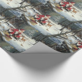 Winter Wonderland Kerstkerstman en deer Cadeaupapier (Hoek)