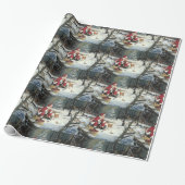 Winter Wonderland Kerstkerstman en deer Cadeaupapier (Uitgerold)