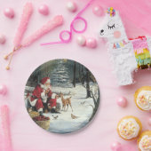 Winter Wonderland Kerstkerstman en deer Papieren Bordje (Feest)