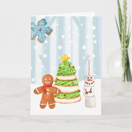 Winter Wonderland Kerstkoekjes Feestdagen Kaart (Voorkant)