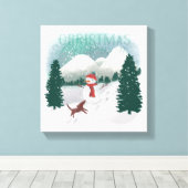 Winter Wonderland - Kerstman Canvas Afdruk (Insitu (Houten vloer))