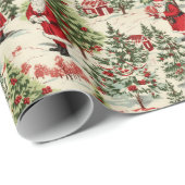 Winter Wonderland Kerstman en kerstbomen 2 Cadeaupapier (Rol Hoek)