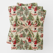 Winter Wonderland Kerstman en kerstbomen 2 Inpakpapier Vel (In situ)