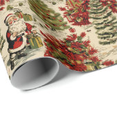 Winter Wonderland Kerstman en kerstbomen Cadeaupapier (Rol Hoek)