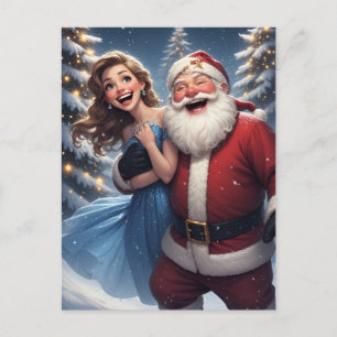 🎄 Winter Wonderland Kerstman & Sneeuwmeisje ❄️Fee Briefkaart