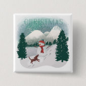 Winter Wonderland - Kerstman Vierkante Button 5,1 Cm (Voorkant)