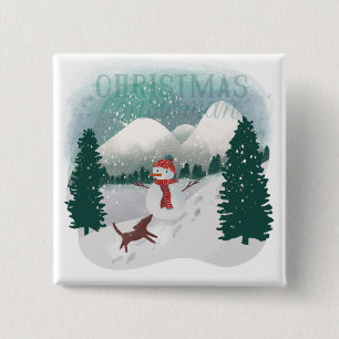 Winter Wonderland - Kerstman Vierkante Button 5,1 Cm