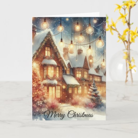 Winter Wonderland Kerstmis Kaart (Gele Bloem)