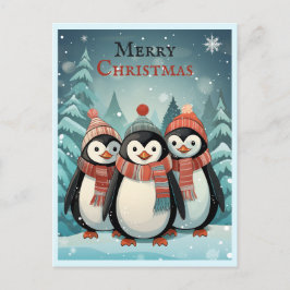 Winter Wonderland Kerstmis Pinguïns Groeten Briefkaart