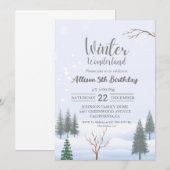 Winter Wonderland Kerstmis Verjaardagsfeestje Kaart (Voorkant / Achterkant)