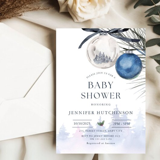 Winter Wonderland Kerstneutraal Baby shower Kaart
