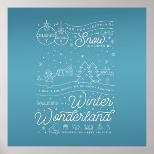 Winter Wonderland kerstPoster 24x24 / blauw Poster