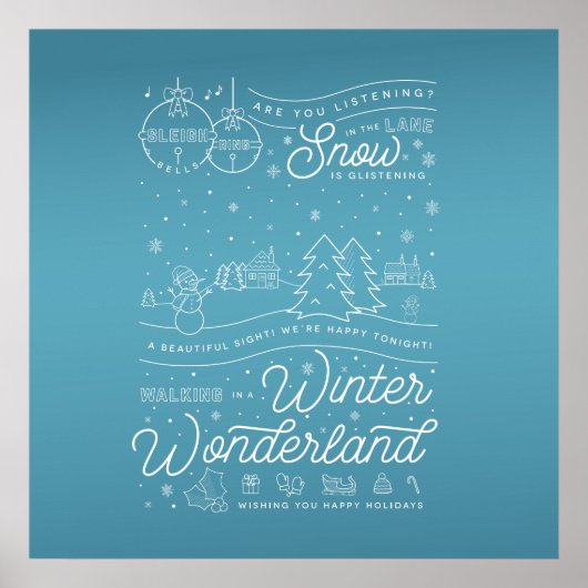 Winter Wonderland kerstPoster 24x24 / blauw Poster (Voorkant)
