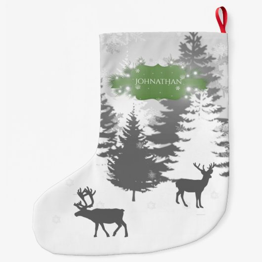 Winter Wonderland kerststallen - groen Grote Kerstsok (Achterkant)