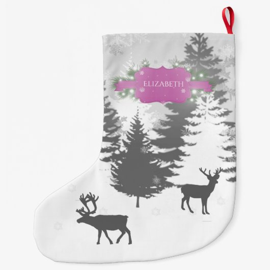 Winter Wonderland kerststallen - Magenta Grote Kerstsok (Achterkant)