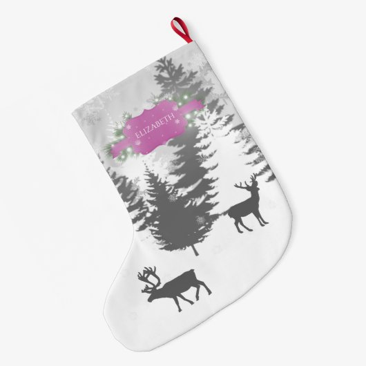 Winter Wonderland kerststallen - Magenta Grote Kerstsok (Achterkant (Hangend))