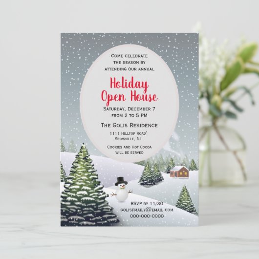 Winter Wonderland Kerstvakantie Open Huis Kaart (Staand voorkant)