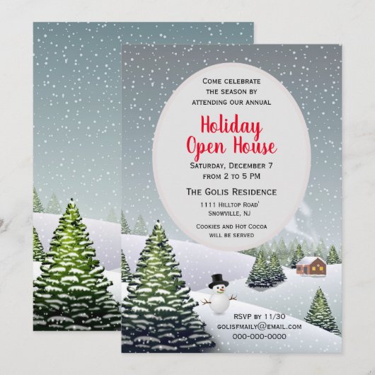 Winter Wonderland Kerstvakantie Open Huis Kaart (Voorkant / Achterkant)