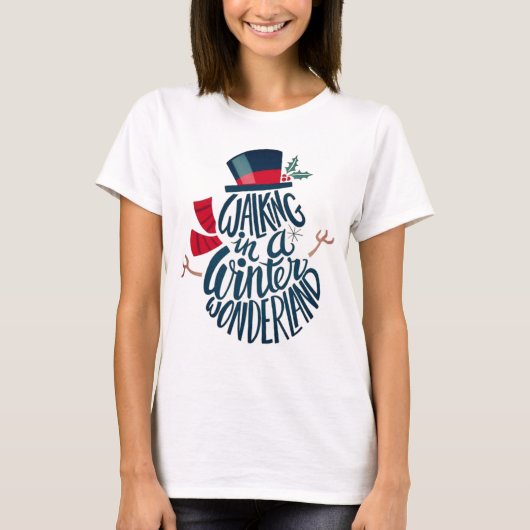 Winter wonderland kerstvakantiesneeuwman T T-shirt (Voorkant)