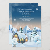 Winter wonderland kerstverjaardag kaart (Voorkant / Achterkant)