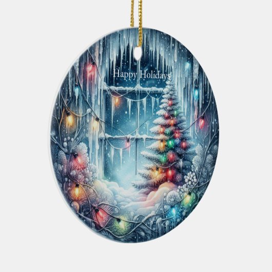 Winter Wonderland kerstversiering Keramisch Ornament (Rechts)