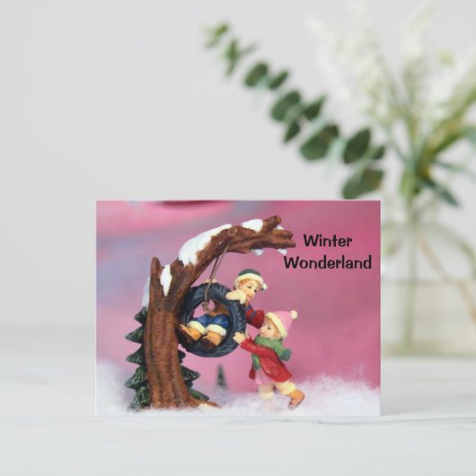 Winter Wonderland Kinder boomschommel Briefkaart (Staand voorkant)