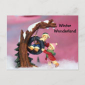 Winter Wonderland Kinder boomschommel Briefkaart (Voorkant)