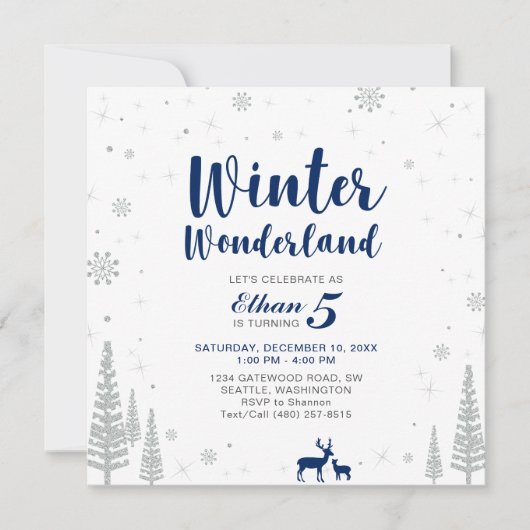 Winter Wonderland - Kinderdagenuitnodiging - Jonge Kaart (Voorkant)