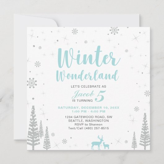 Winter Wonderland - Kinderdagenuitnodiging - Jonge Kaart (Voorkant)